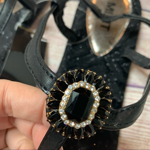 Mixit Black Gemstone Sandals NWT - Picture 2 of 3